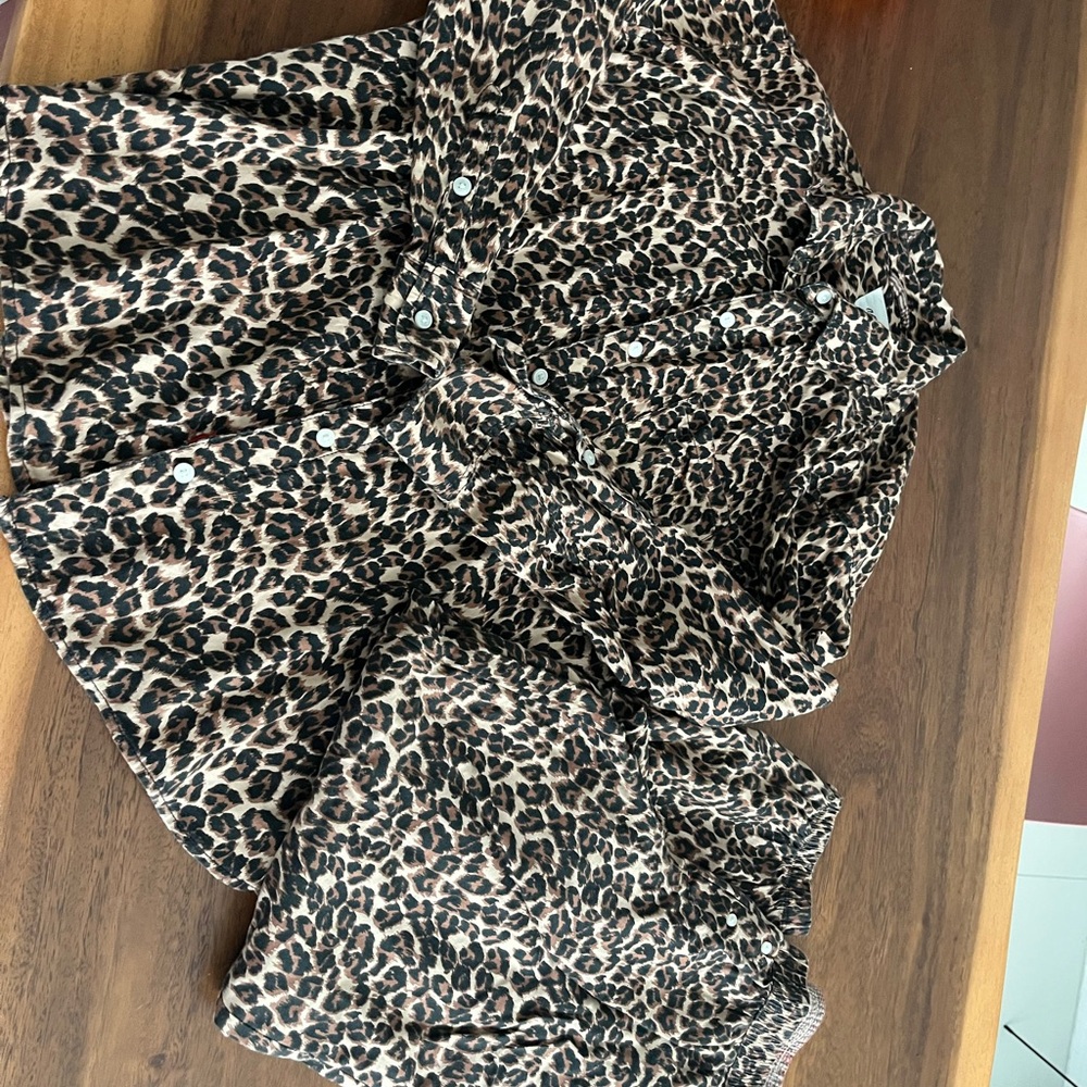 Aerie Off Duty Flannel Leopard Print Pajama Set - Picture 3 of 4